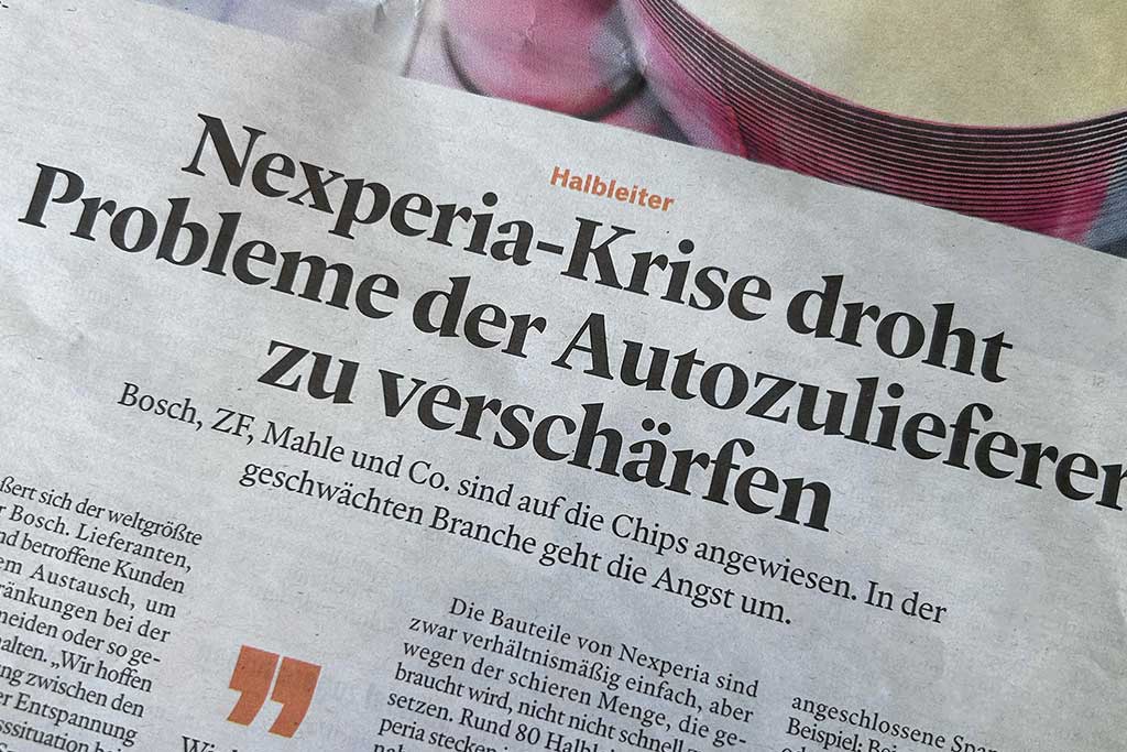 Ausschnitt des Handelsblat-Artikels zur Nexperia-Krise